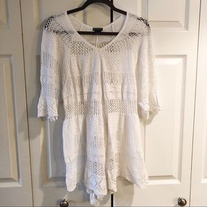 New Directions Crochet White Top Size L